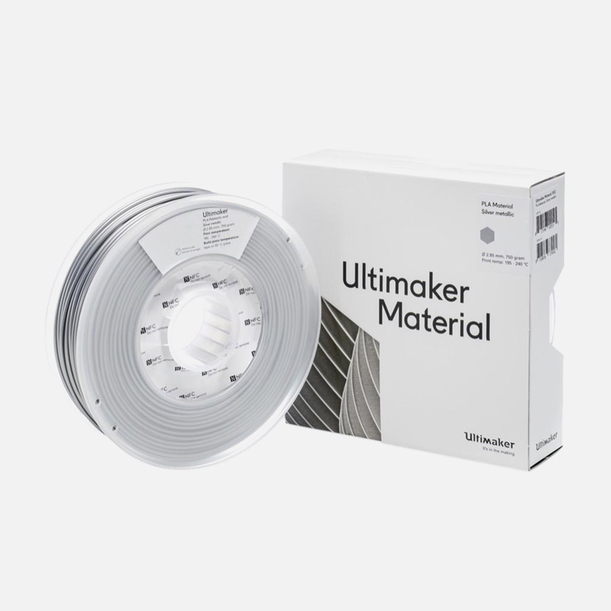 UltiMaker® PLA Silver Filament - 0.75kg (S Series, Ultimaker 3)