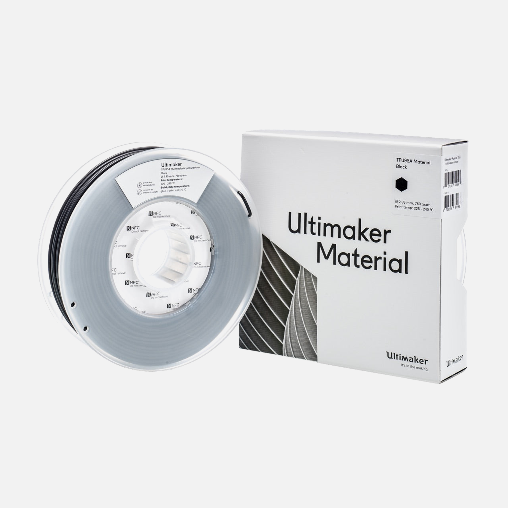 UltiMaker® TPU 95A Black Filament - 0.75kg (S Series, Ultimaker 3)