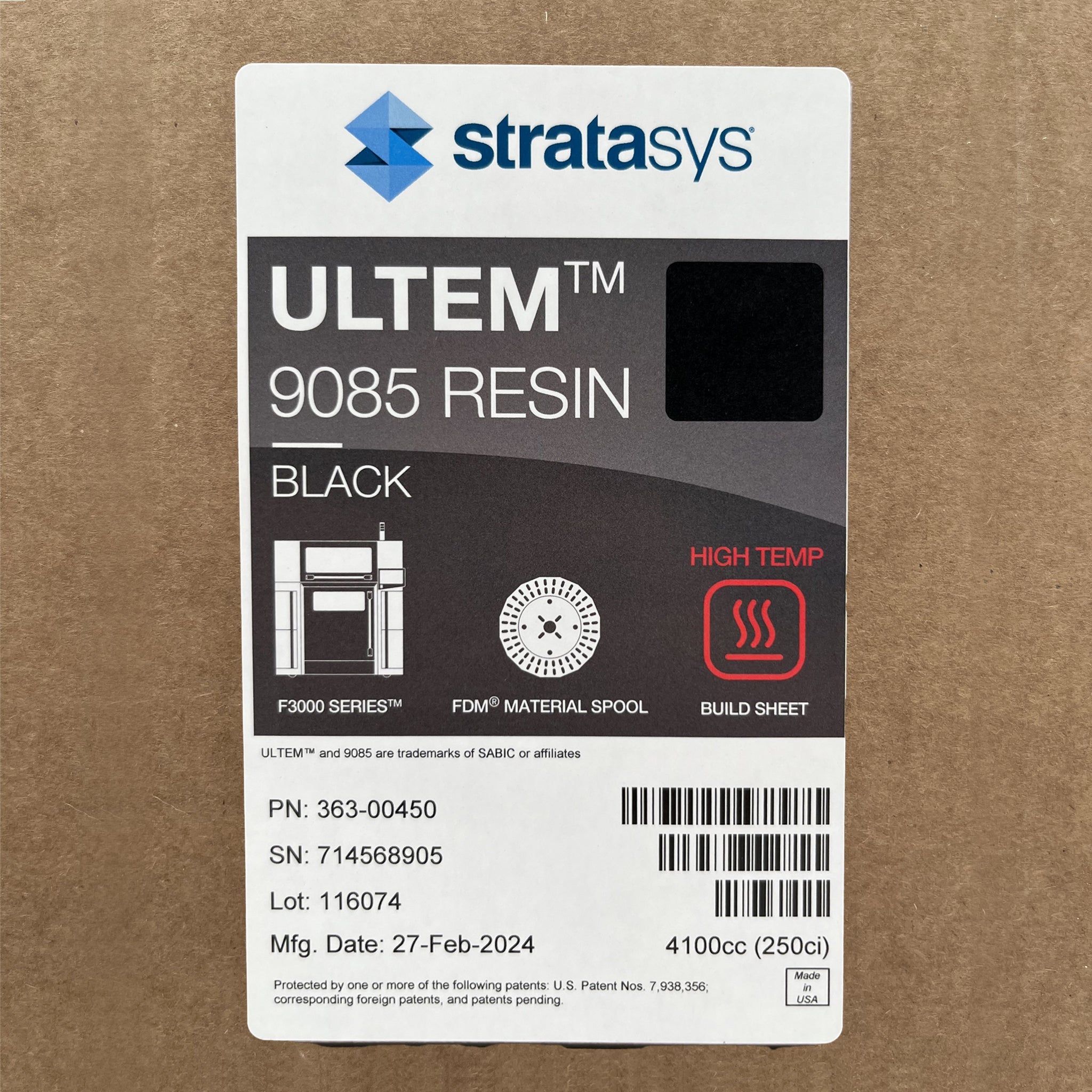 MTRL, F3000 SERIES, (M), ULTEM 9085 RESIN - 4100cc - BLACK