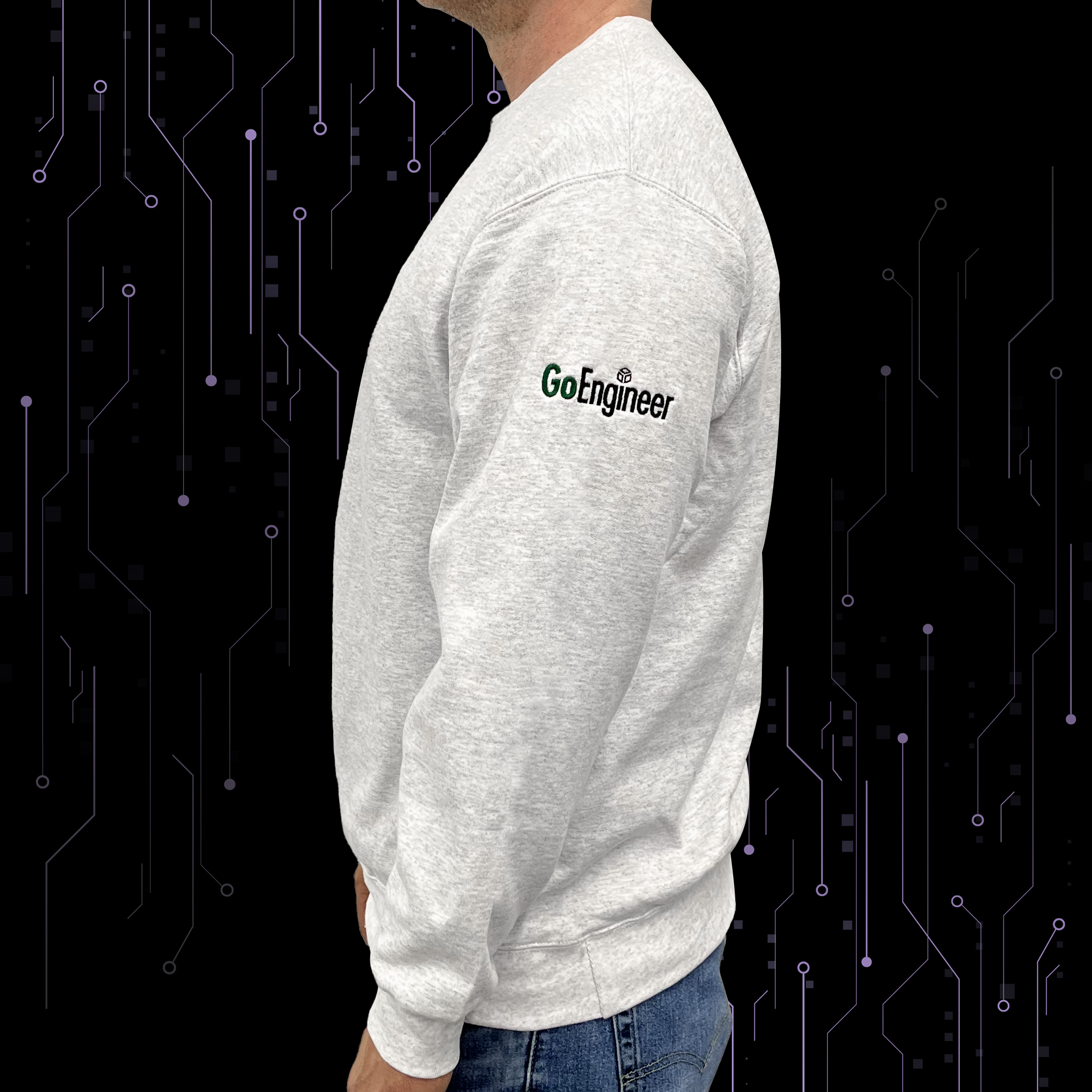 Retro SOLIDWORKS/GoEngineer Logo Sweatshirt - Light Gray - Side View