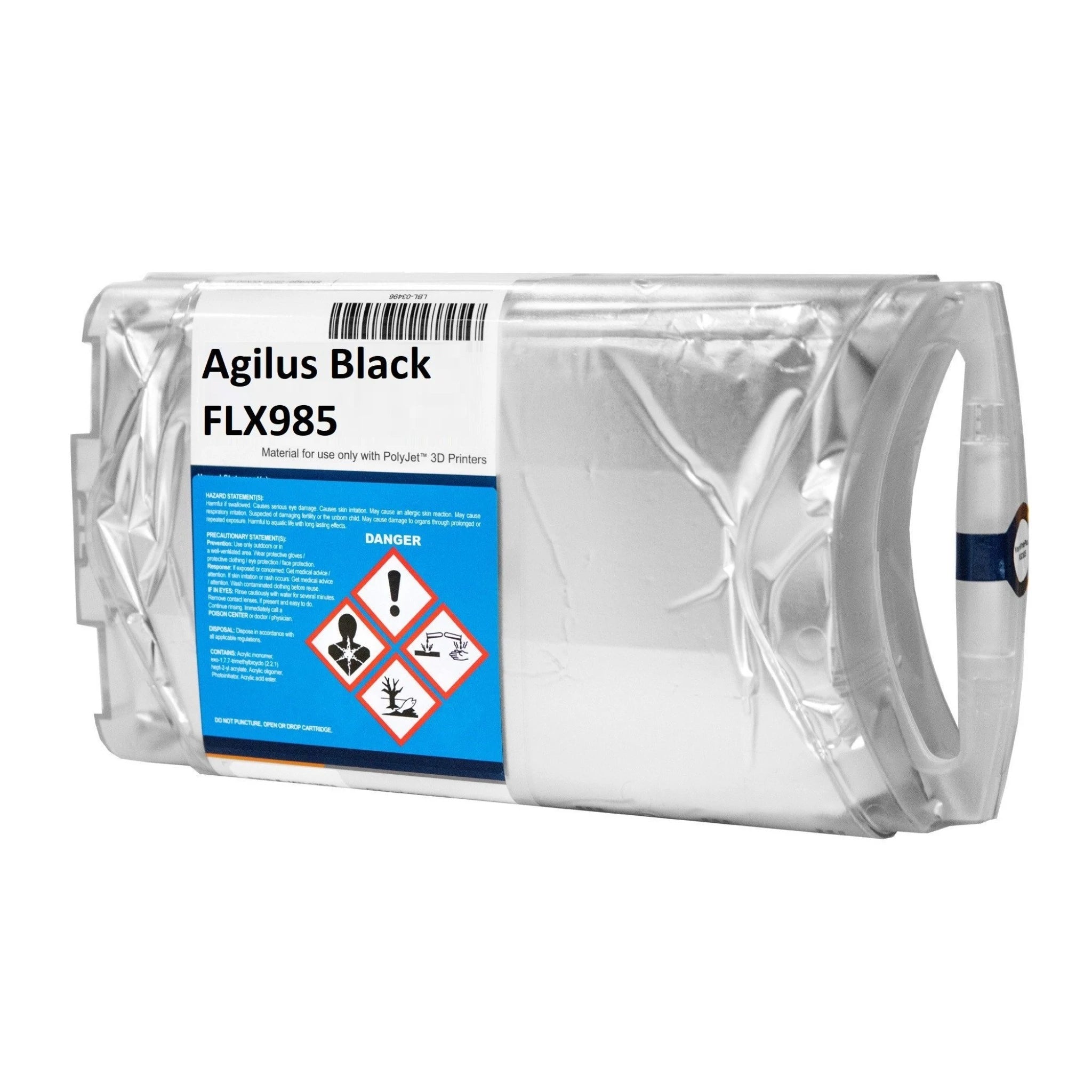 Stratasys® Agilus30™ Rubber-Like Black Resin, FLX985 - 3.6kg (Connex, J735, J750, Objet)