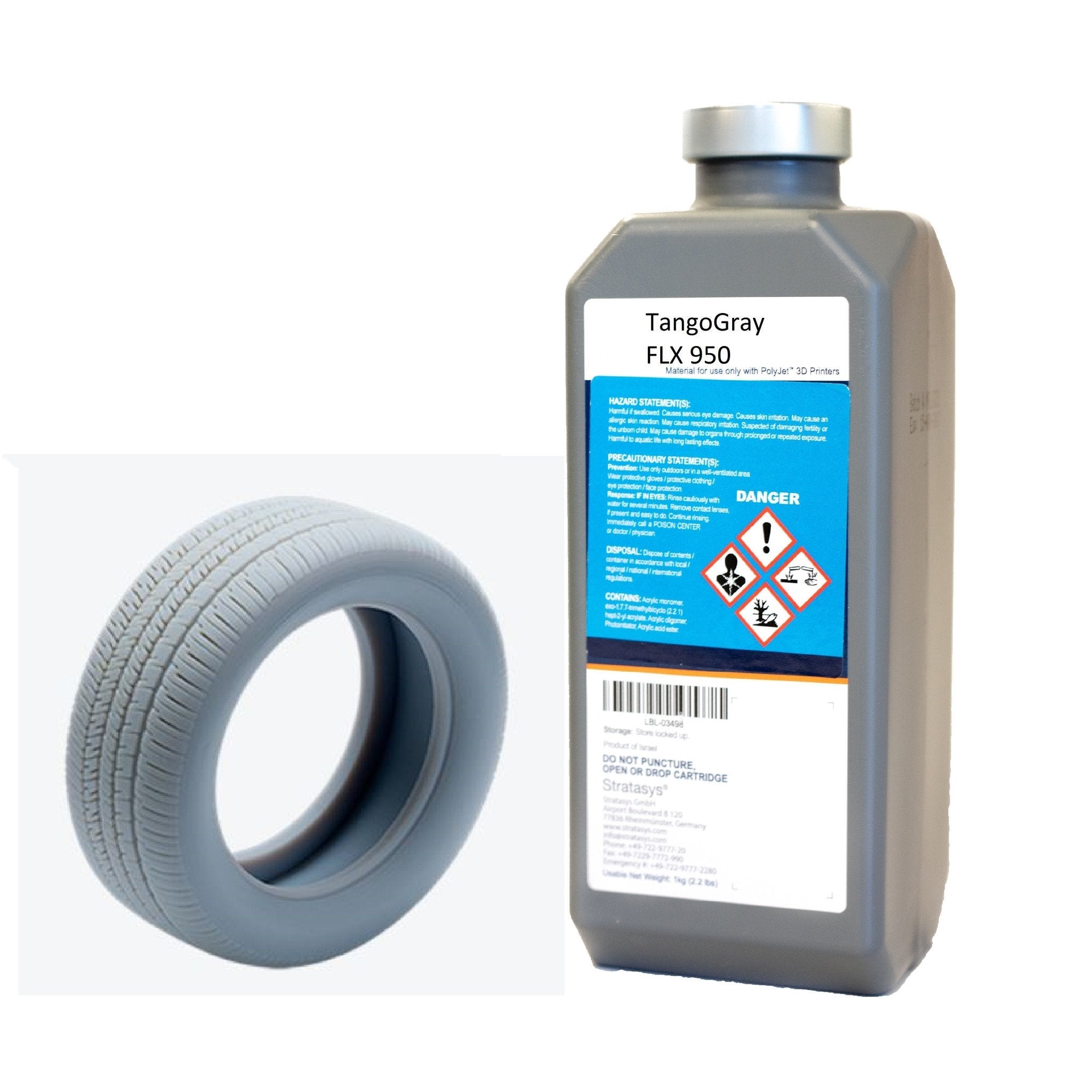 Stratasys® TangoGray™ Resin, FLX950 - 1kg, 2-Pack (Objet 30)