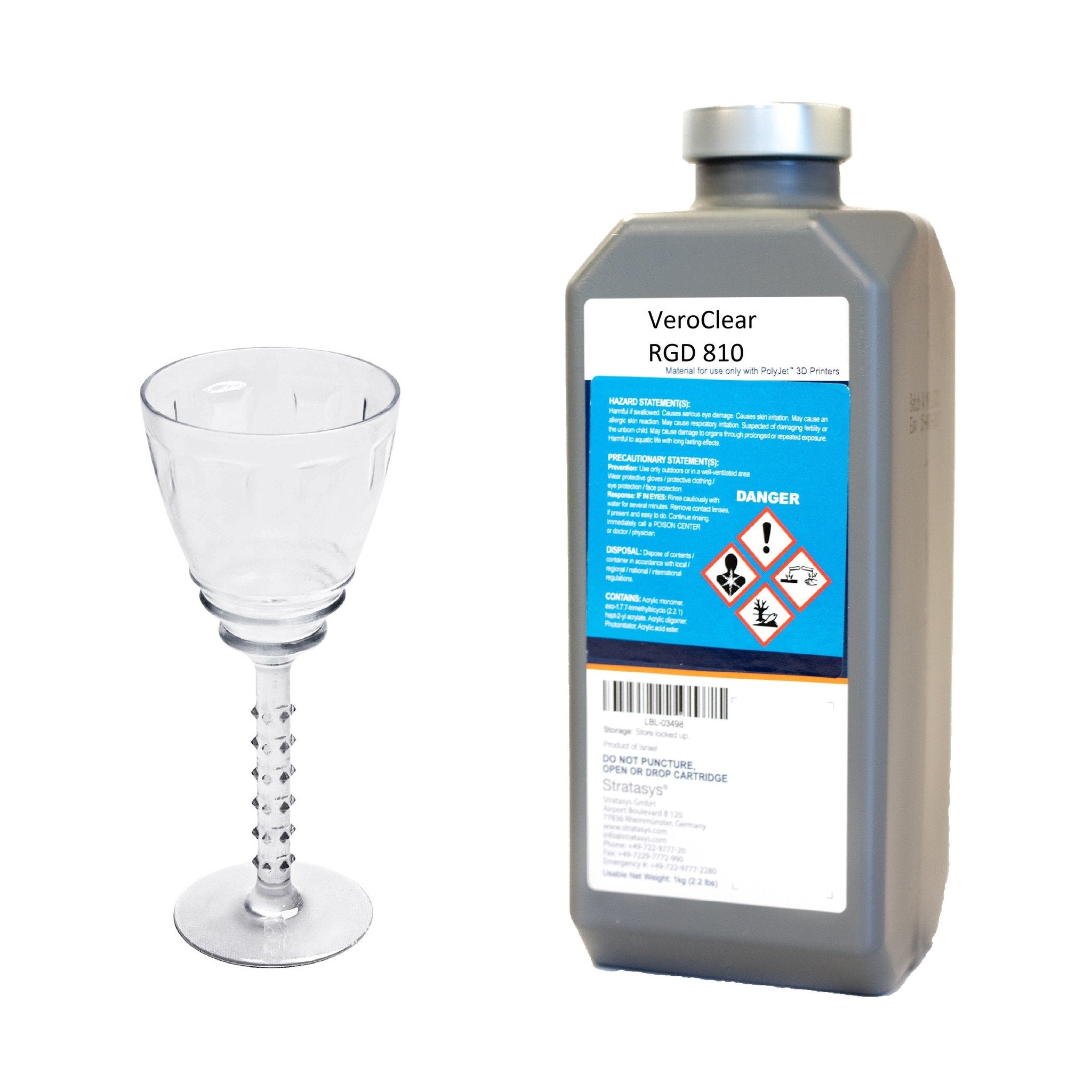 Résine transparente Stratasys® Vero™, RGD810 - 1 kg, lot de 2 (Objet30)