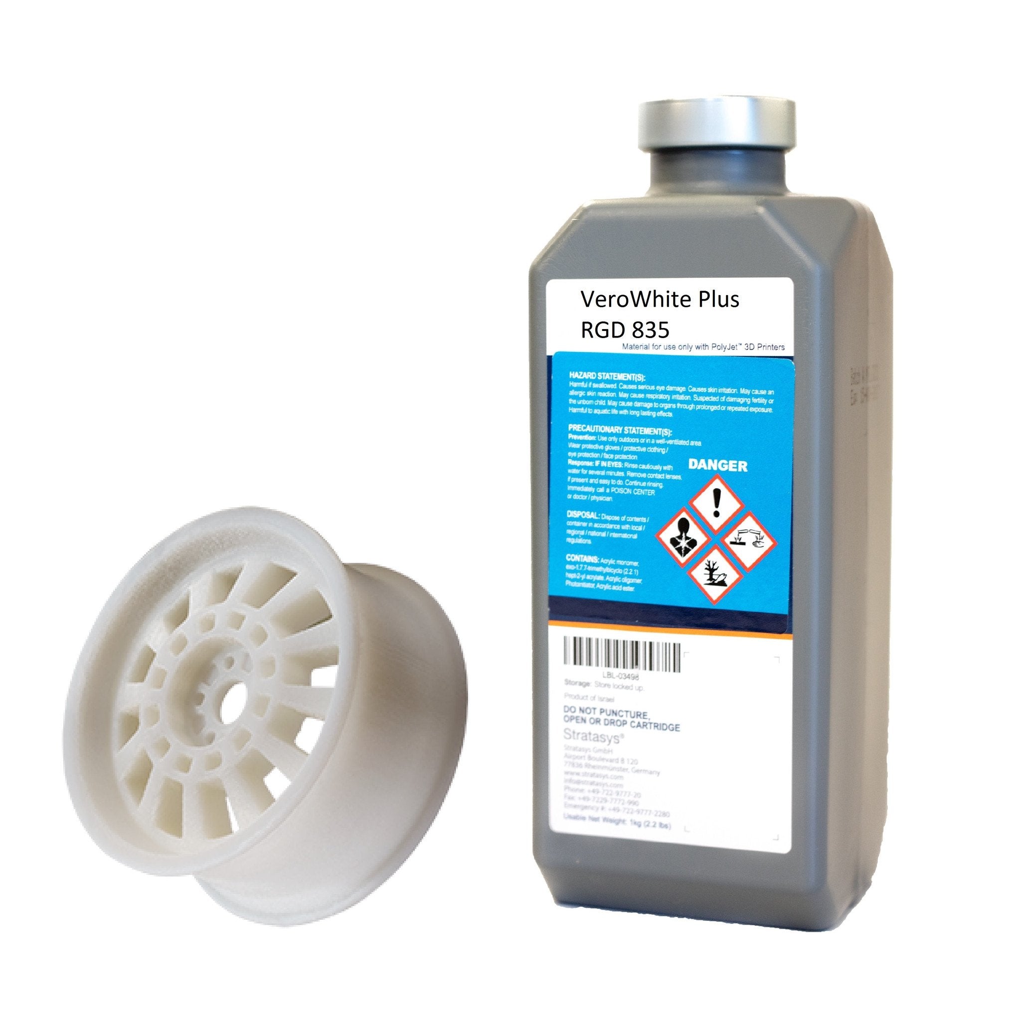 Stratasys® VeroWhitePlus™ Resin, RGD835 - 1kg, 2-Pack (Objet24, Objet30)