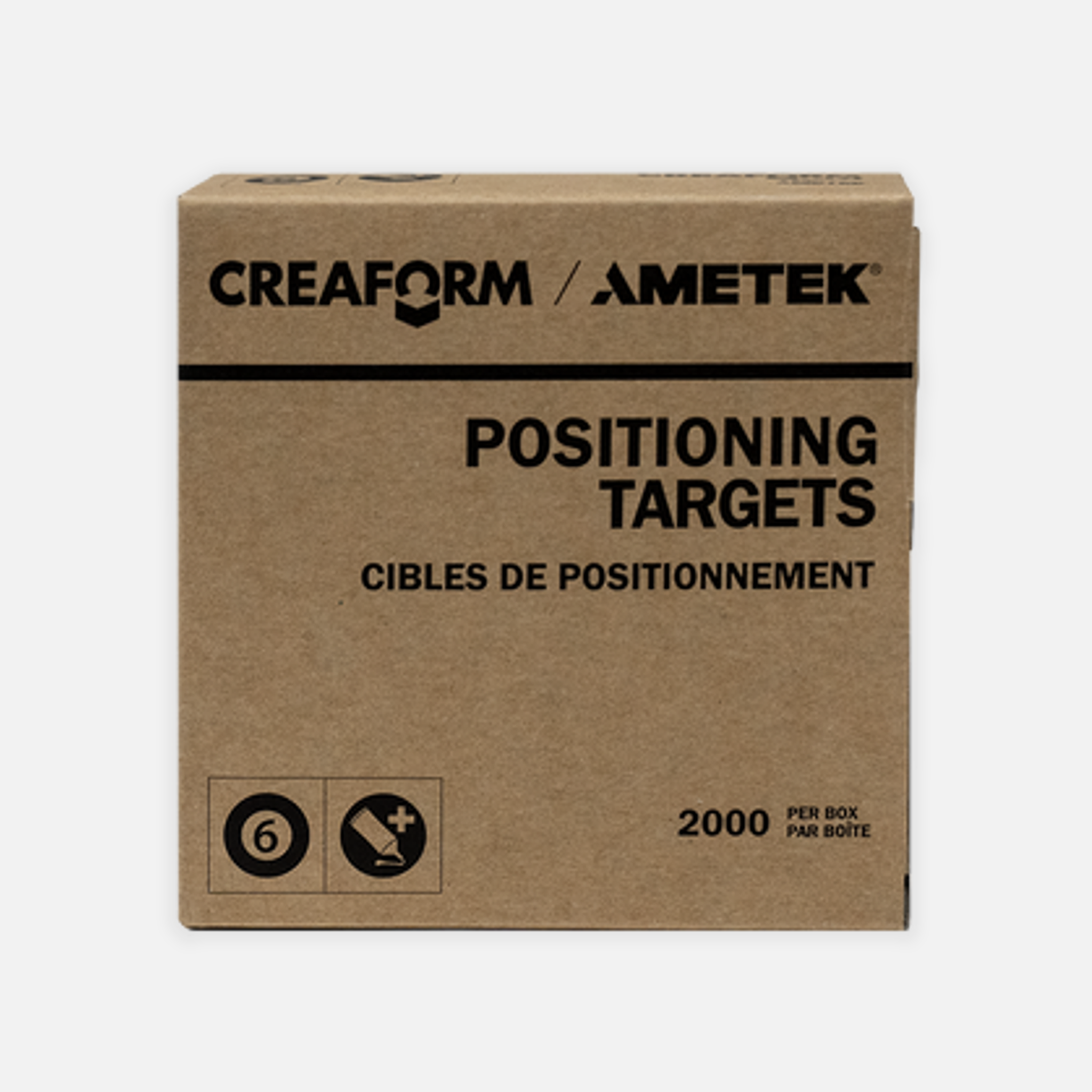 Creaform® Positioning Targets Packaging - Black Contour, 6mm, Regular Adhesive, 2000-Pack for Go!SCAN, HandySCAN, and Peel 3D Scanners