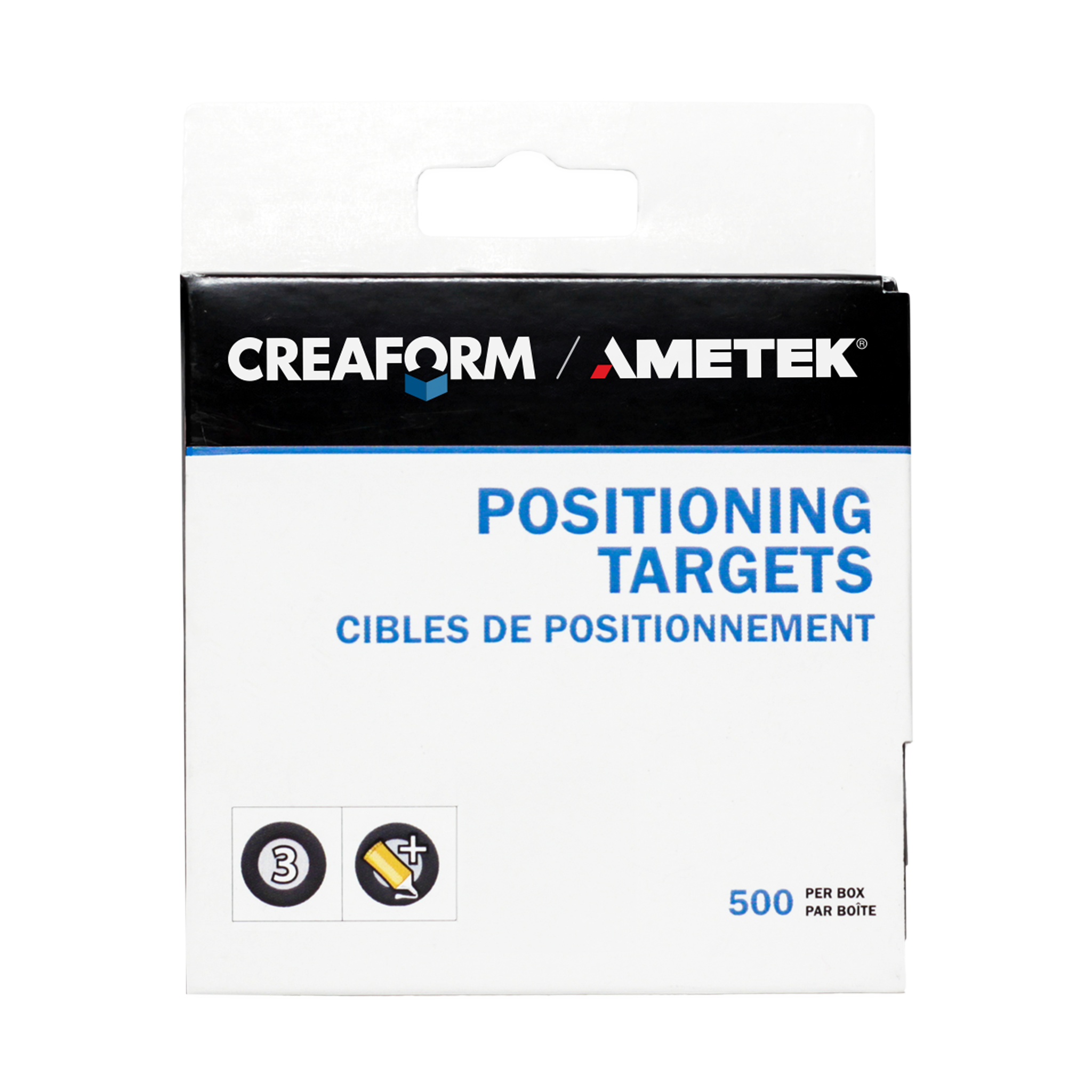 Creaform Positioning Targets Packaging - Black Contour, 3mm, Regular Adhesive, 500-Pack for Go!SCAN 20 and HandySCAN BLACK 3D Scanners