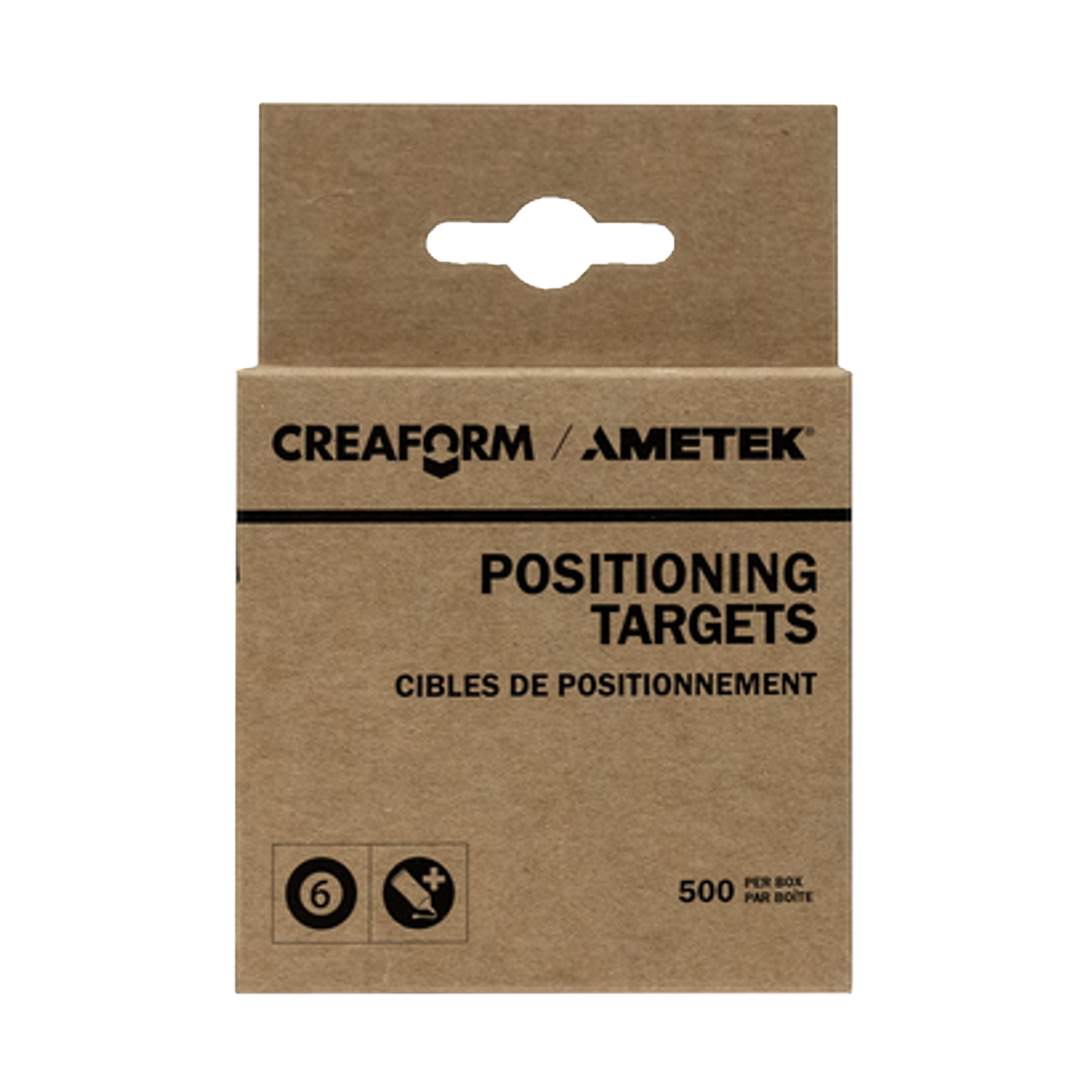 Creaform Positioning Targets Packaging - Black Contour, 6mm, Regular Adhesive, 500-Pack for Go!SCAN, HandySCAN, and Peel 3D Scanners