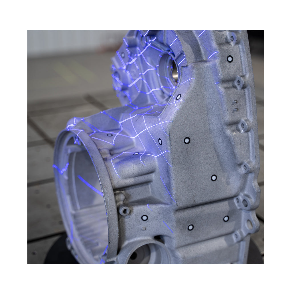 Creaform® 6mm Reflective Regular Adhesive Positioning Targets on Rough Metal Piece