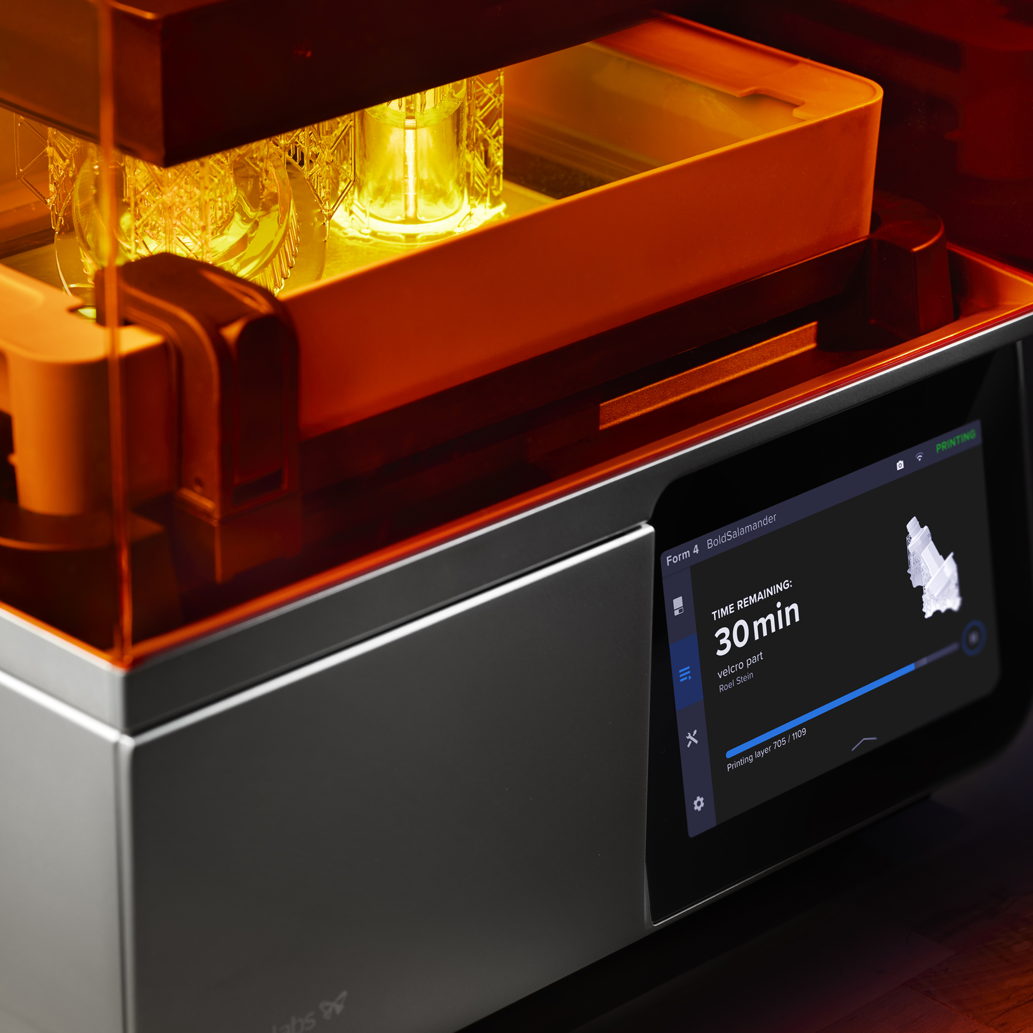 Formlabs Form 4 3D Printer - Printer Touchscreen Time Remaining