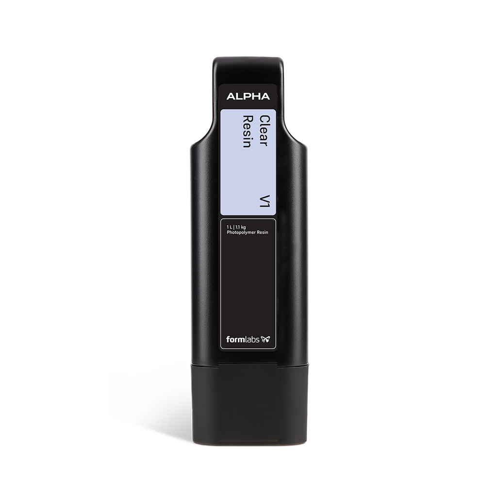 Formlabs Alpha Clear Resin V1 - 1 L for Form Studio 1 SLA 3D Printers - Front View