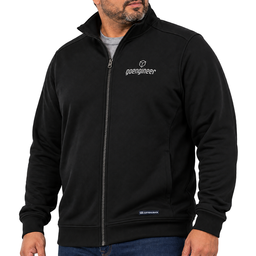 Men's Cutter & Buck Recycled Full-Zip Jacket - Tall, Black Angled View