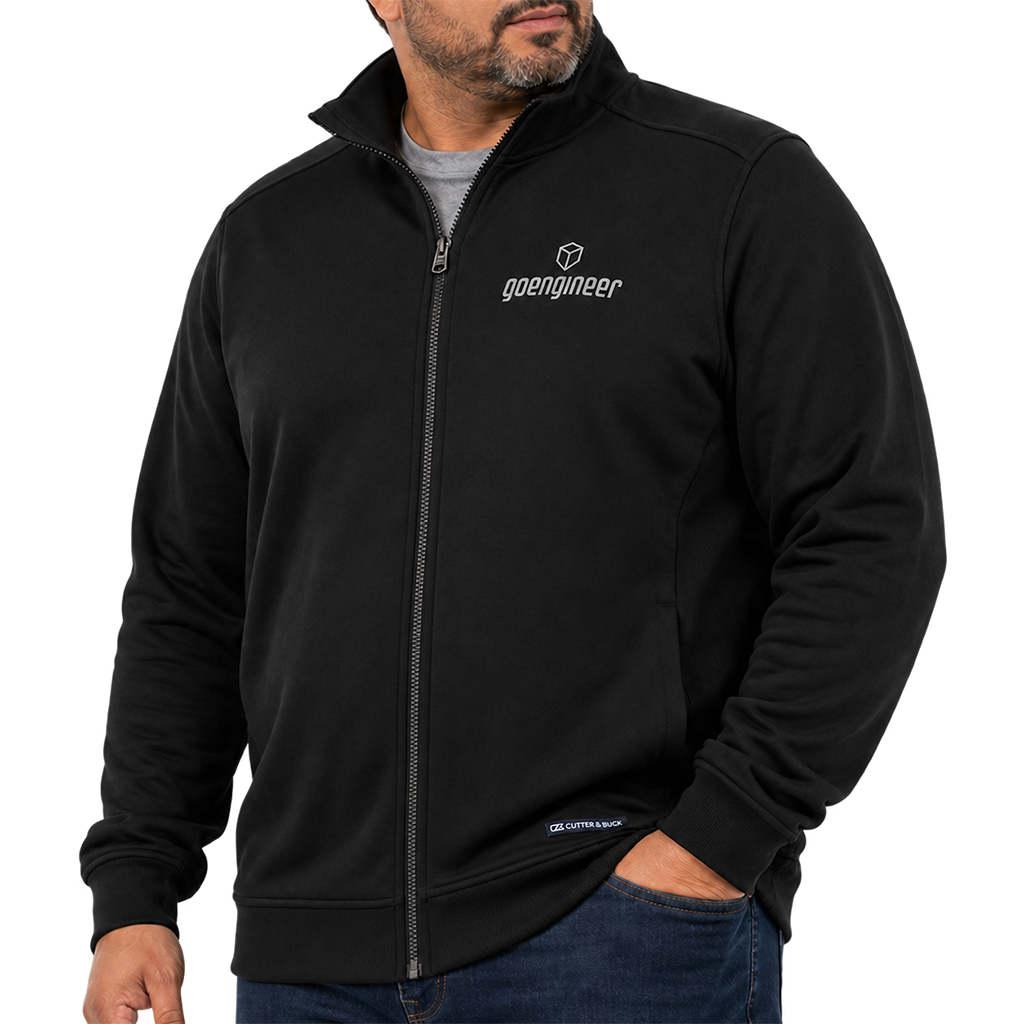 Men's Cutter & Buck Recycled Full-Zip Jacket - Tall, Black Angled View