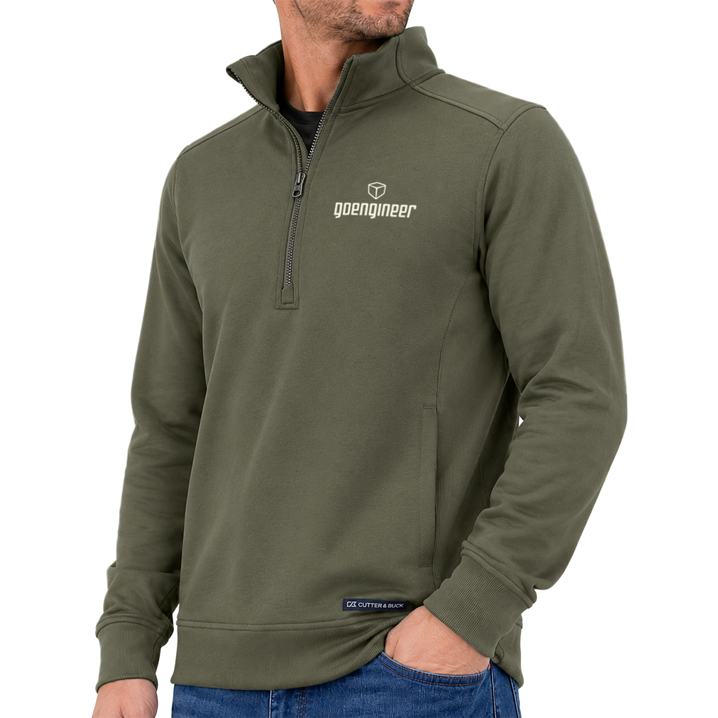 Men's Cutter & Buck Recycled Quarter-Zip Pullover - Green, Angled View