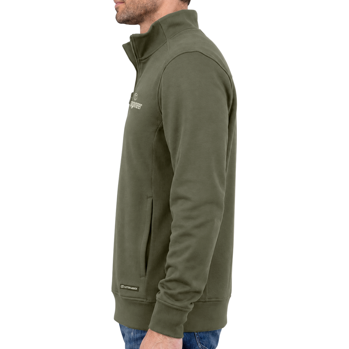 Men's Cutter & Buck Recycled Quarter-Zip Pullover - Green, Side View