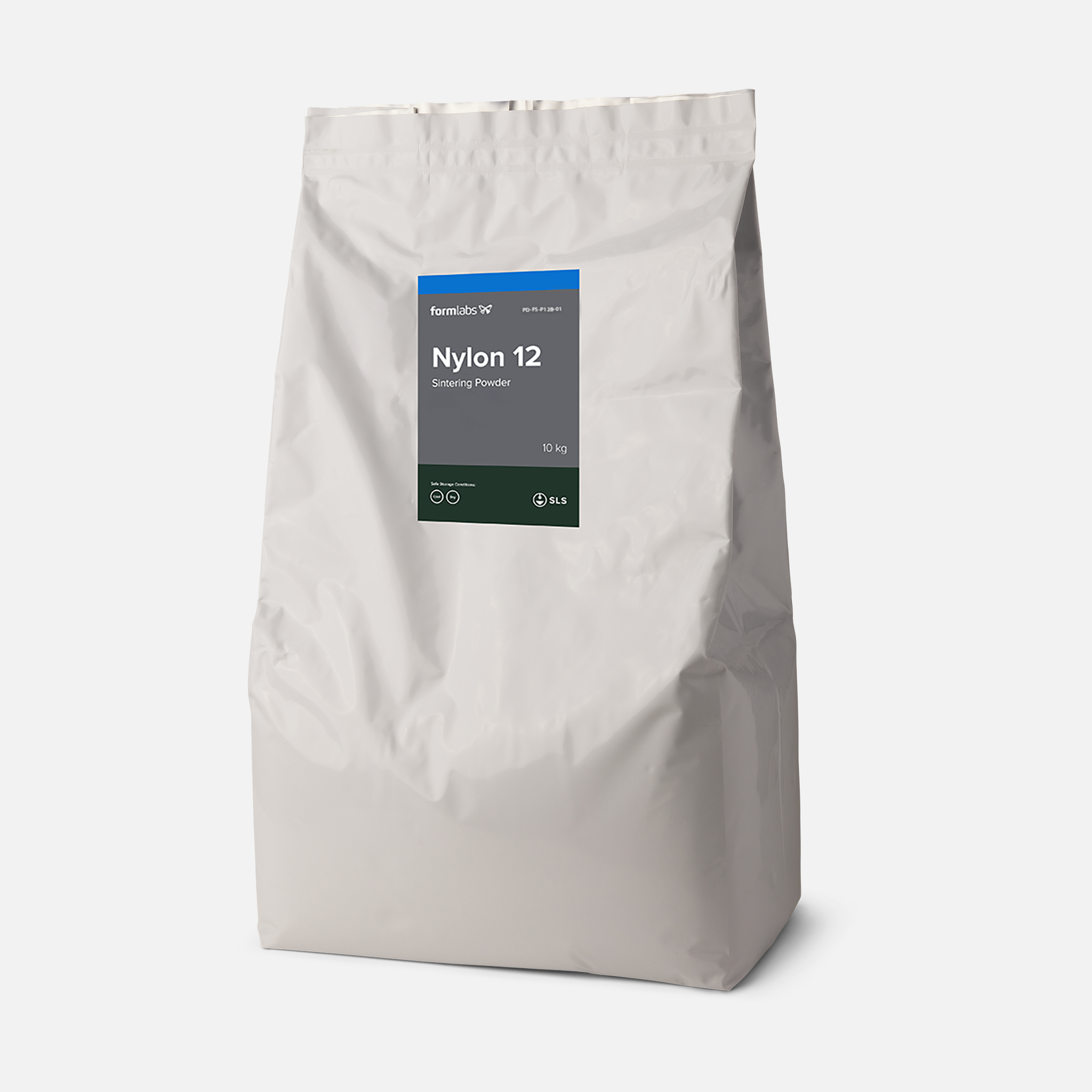 Formlabs Nylon 12 Powder - 10kg for Fuse 1 and 1+ SLS 3D Printers - Angled View