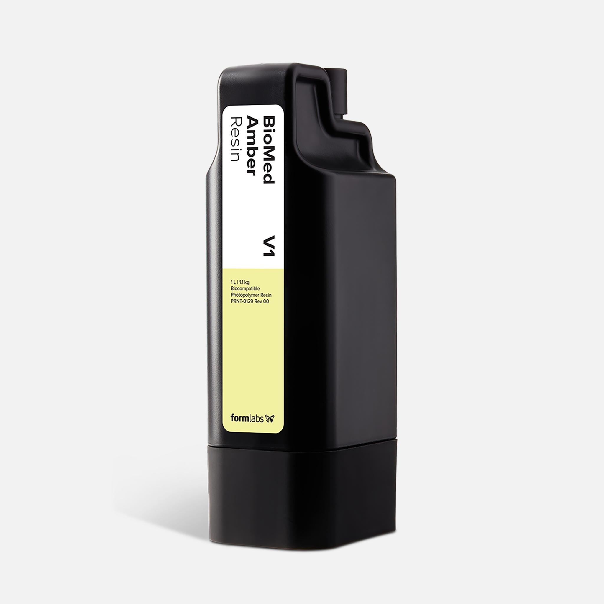 Formlabs BioMed Amber Resin V1 - 1L for Form 4 SLA 3D Printers - Angled View