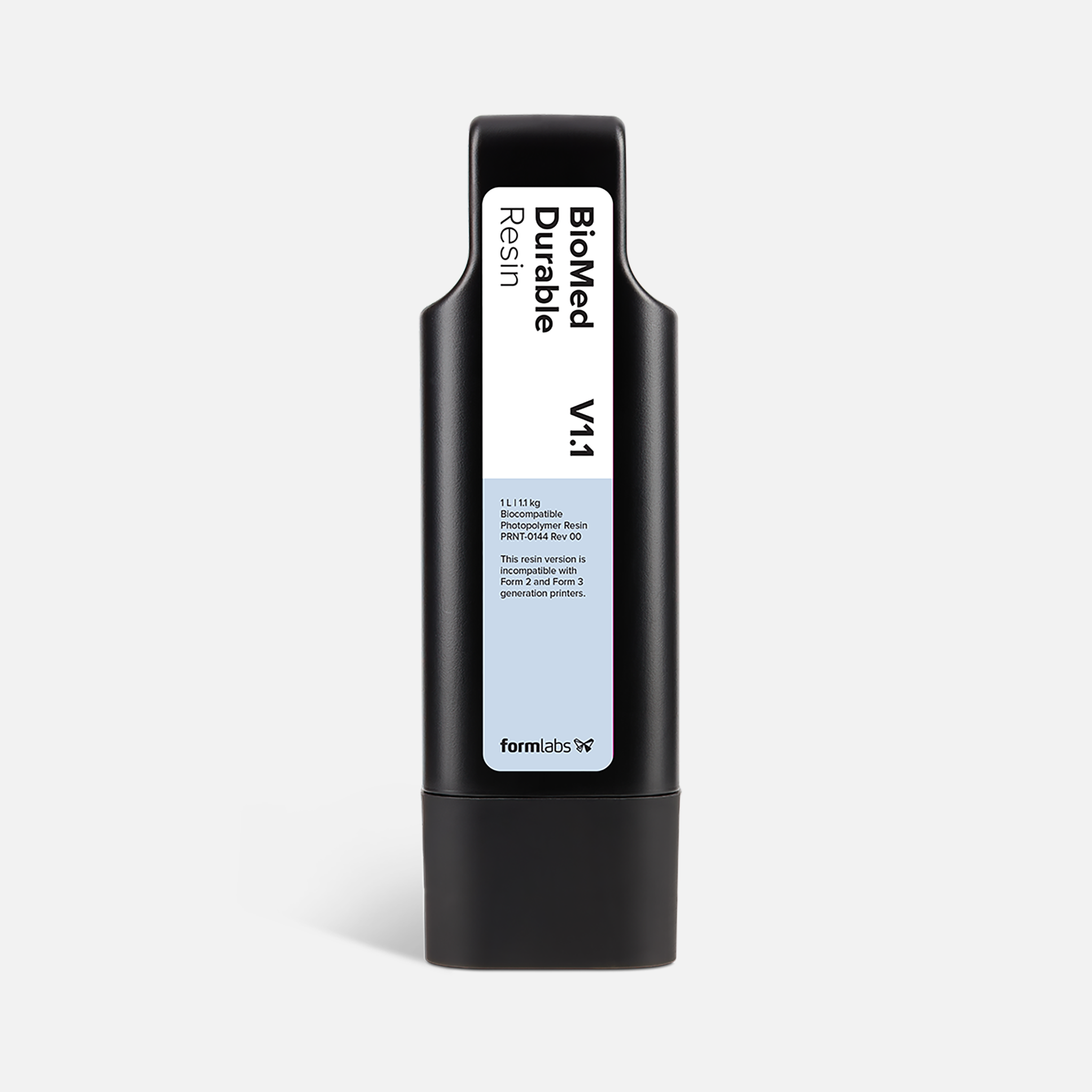 Formlabs BioMed Durable Resin V1 - 1L for Form 4 SLA 3D Printers - Front View