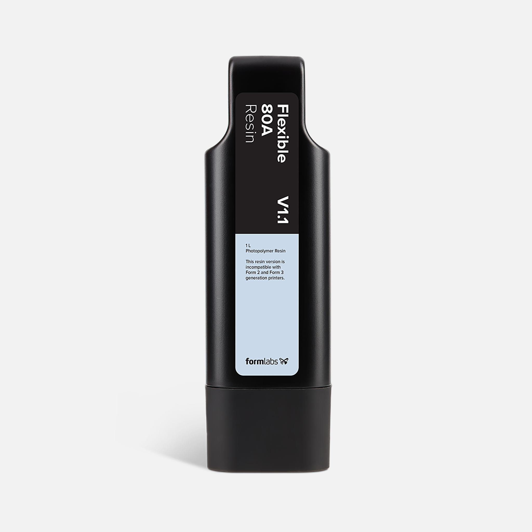 Formlabs Flexible 80A Resin V1.1 - 1L for Form 4 SLA 3D Printers - Front View