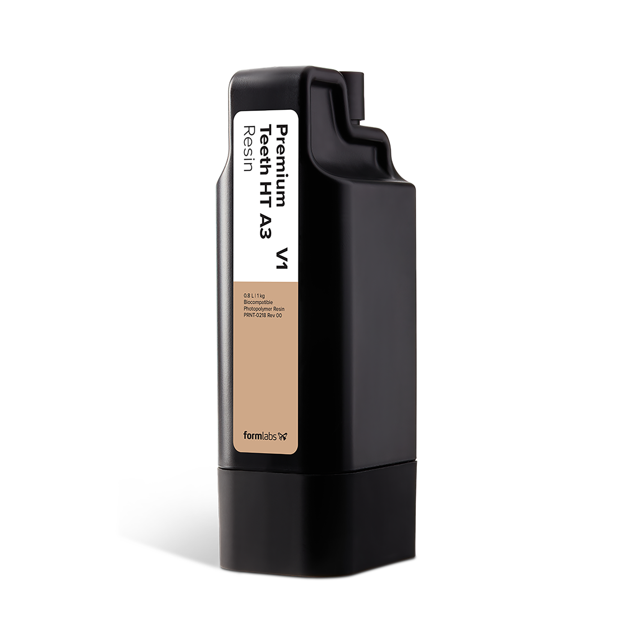 Formlabs Premium Teeth HT A3 Resin V1 - 0.8L for Form 4B 3D Printers - Angled View