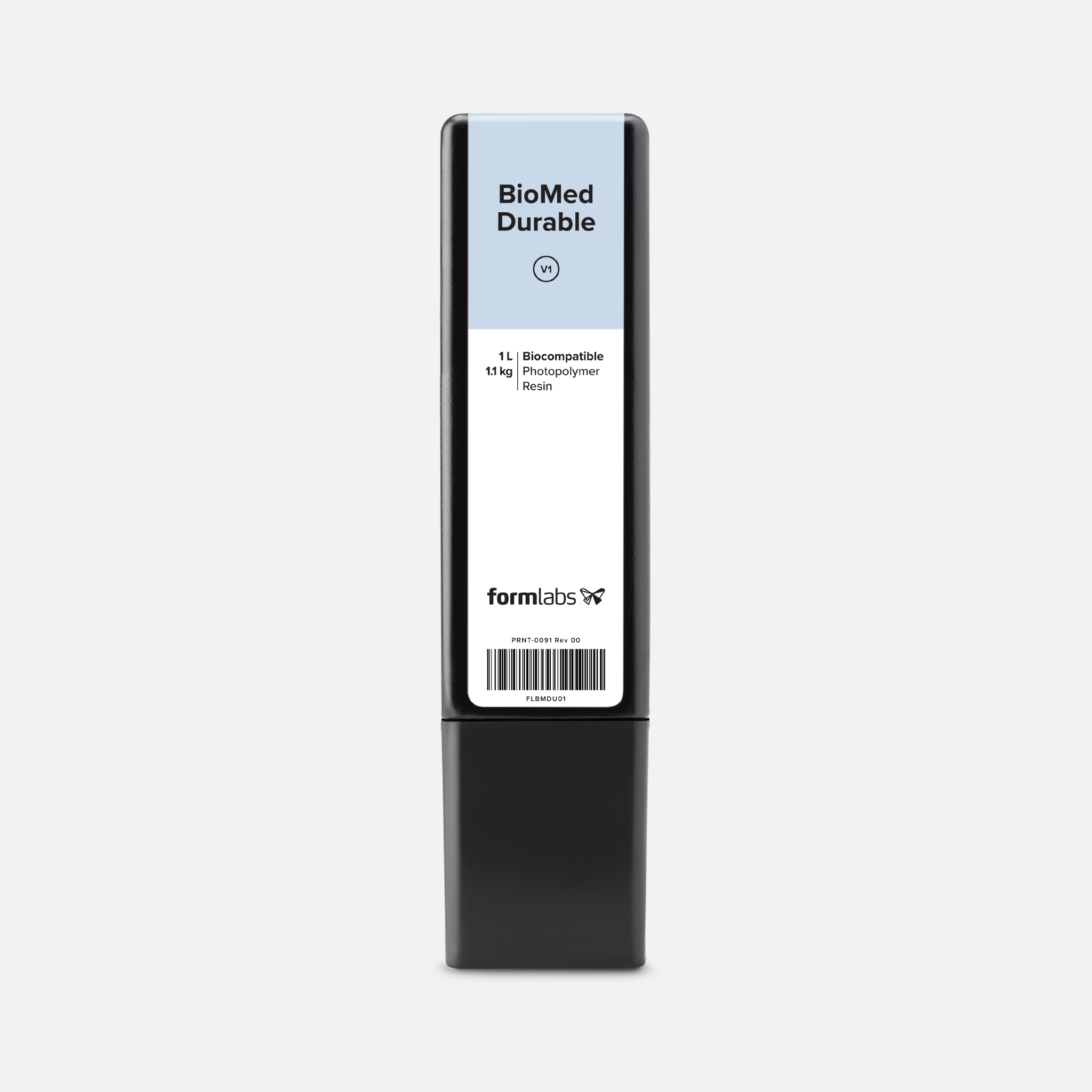 Formlabs BioMed Durable Resin V1 - 1L for Form 3 SLA 3D Printers - Front View