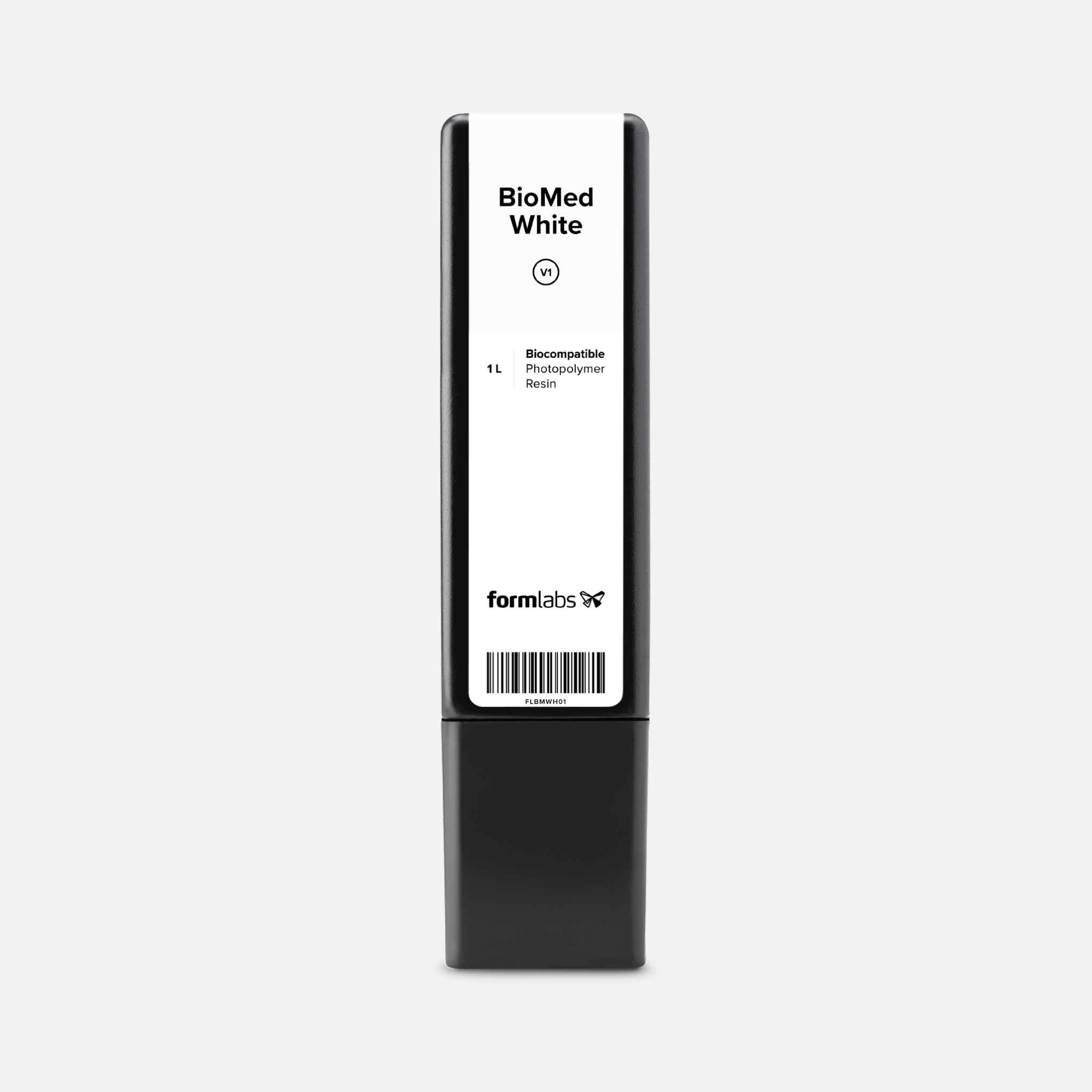Formlabs BioMed White Resin V1 - 1L for Form 3 SLA 3D Printers - Front View