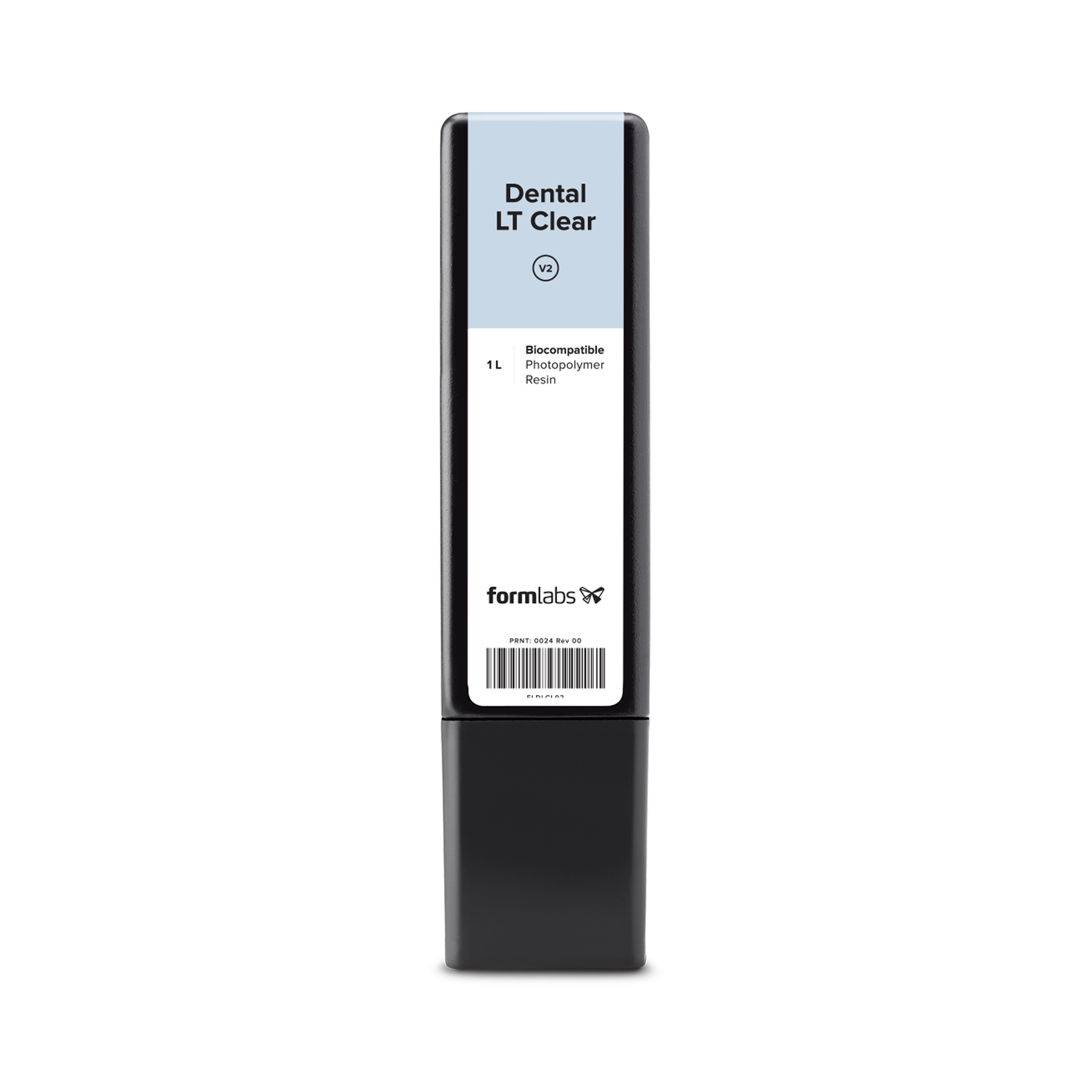 Formlabs® Dental LT Clear Resin V2 - 1L for Form 2 and Form 3B 3D printers - Front View