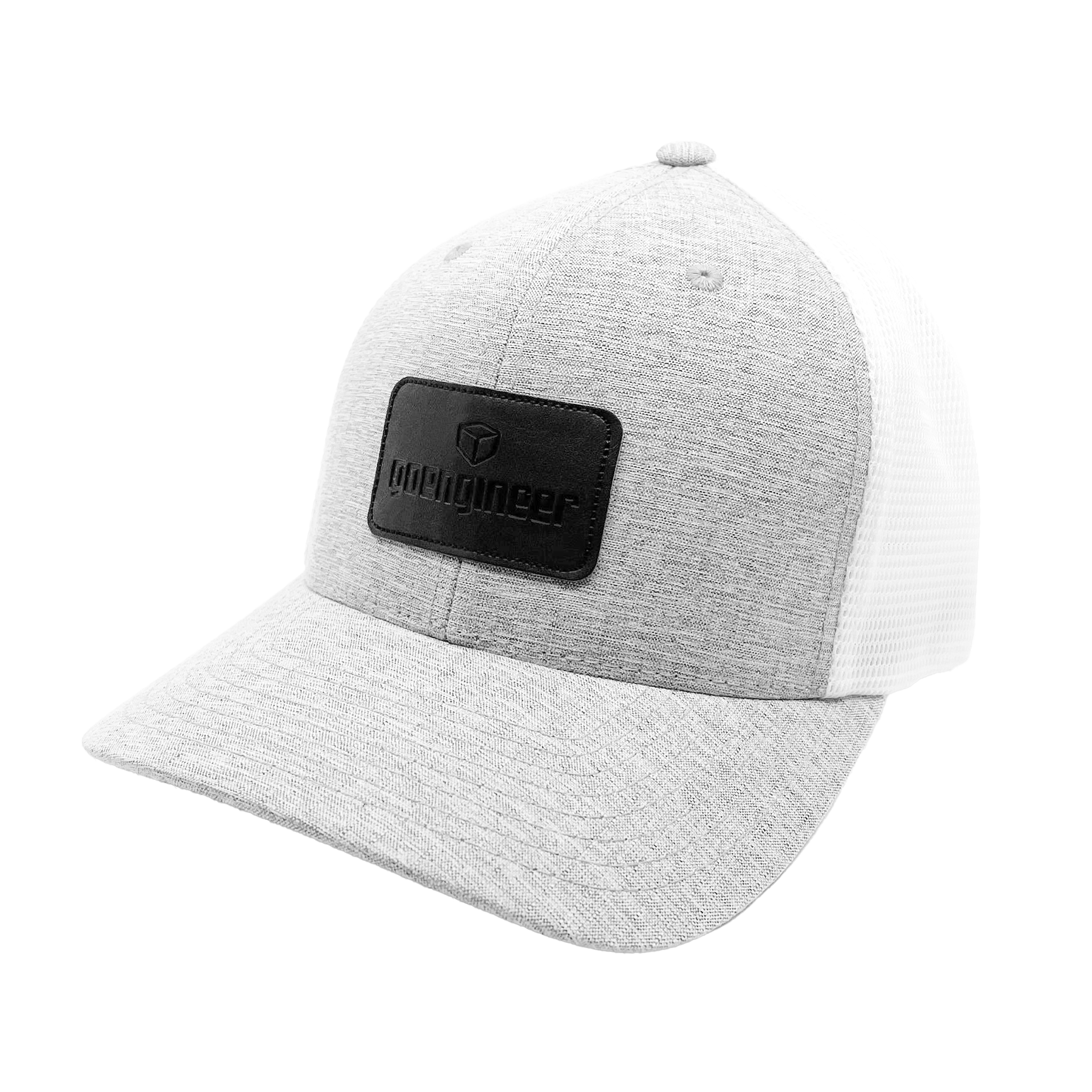 GoEngineer Trucker Hat - Light Gray and White with Brown Patch