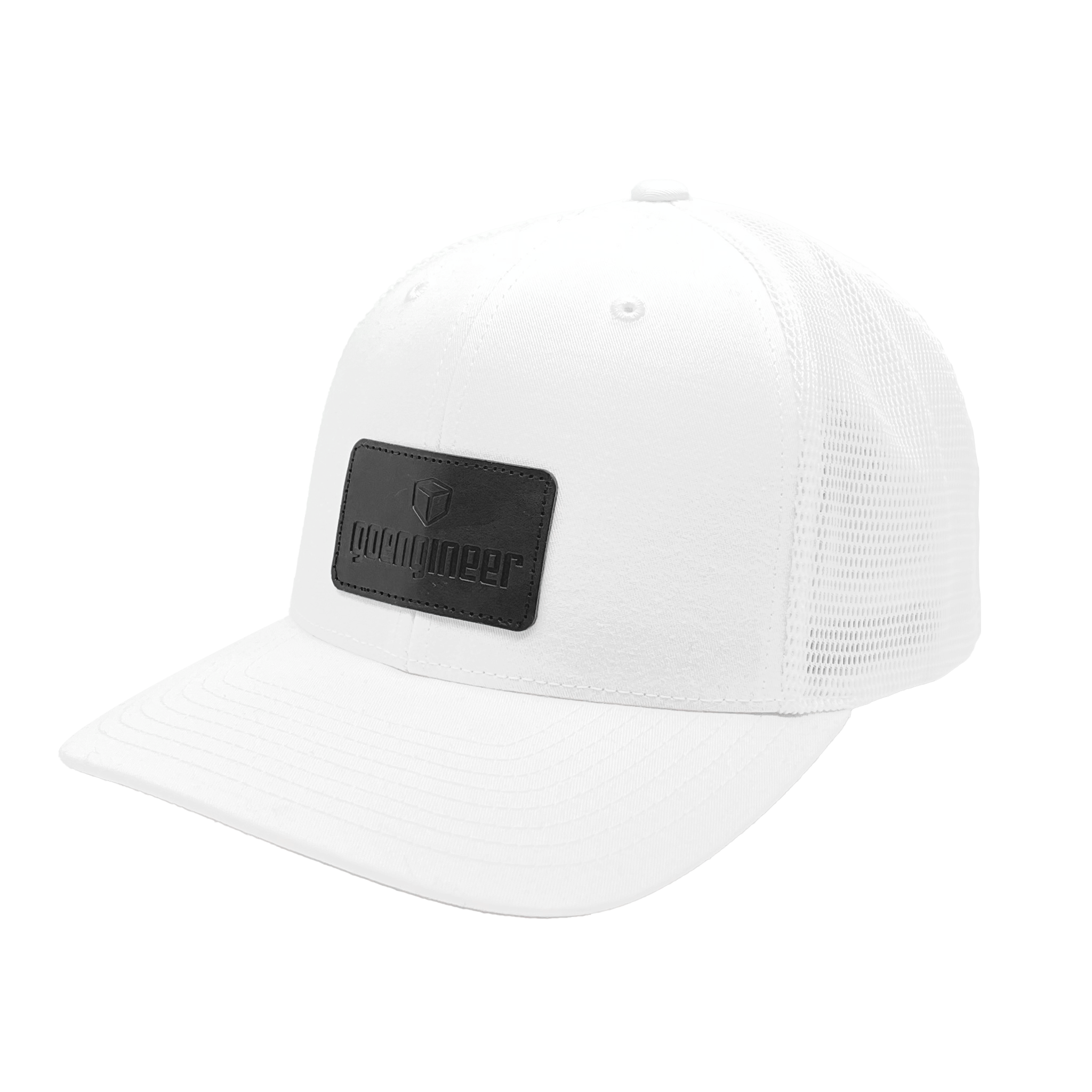 GoEngineer Trucker Hat - White with Black Patch