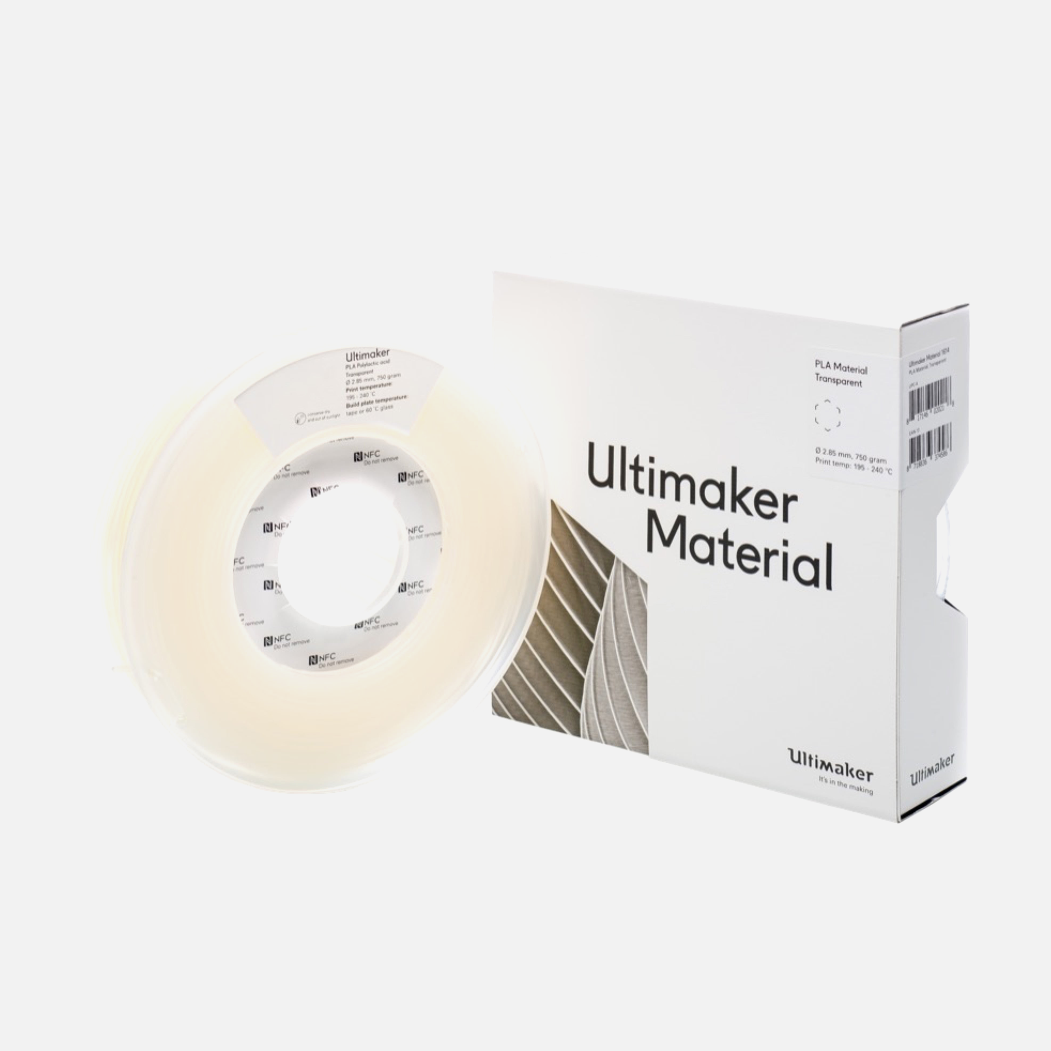 UltiMaker® PLA Transparent Filament - 0.75kg (S Series, Ultimaker 3)