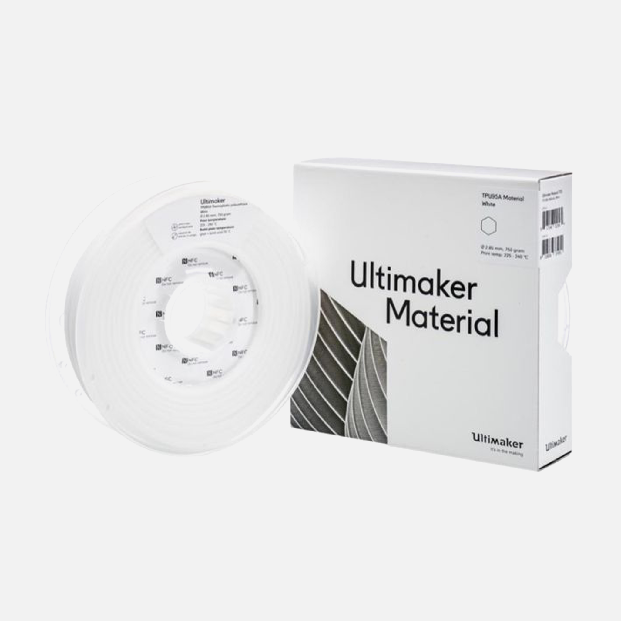UltiMaker® TPU 95A White Filament - 0.75kg (S Series, Ultimaker 3)