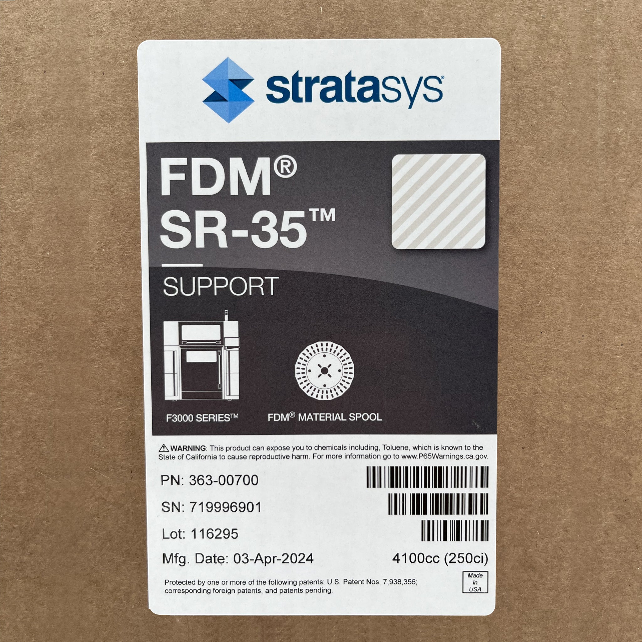 Stratasys® SR-35 Matériau de Support Soluble - 4100cc (F3300)