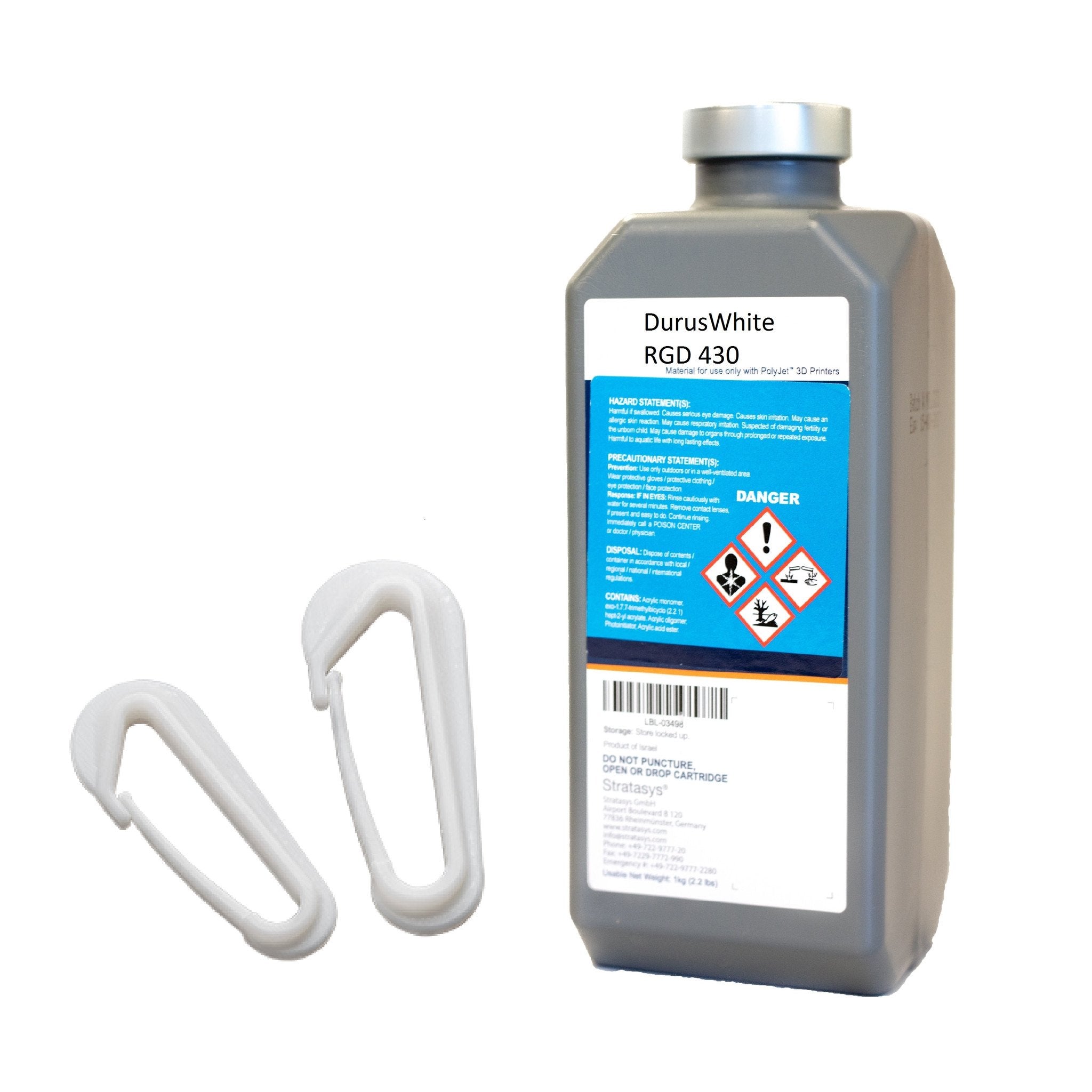 Stratasys® DurusWhite™ Resin, RGD430 - 1kg, 2-Pack (Objet30)