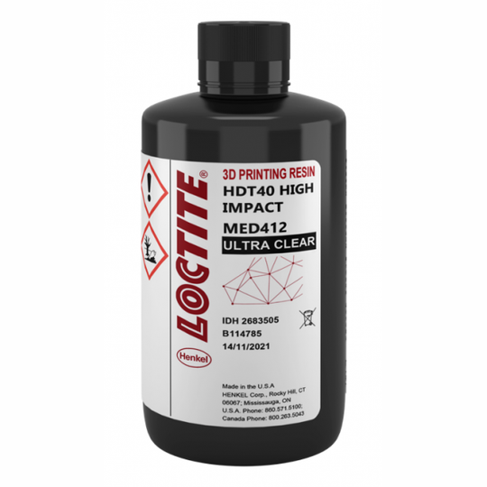 LOCTITE® High-Impact Biocompatible Ultra Clear Resin, HDT40 MED412 - 1kg, 6-Pack (Origin)