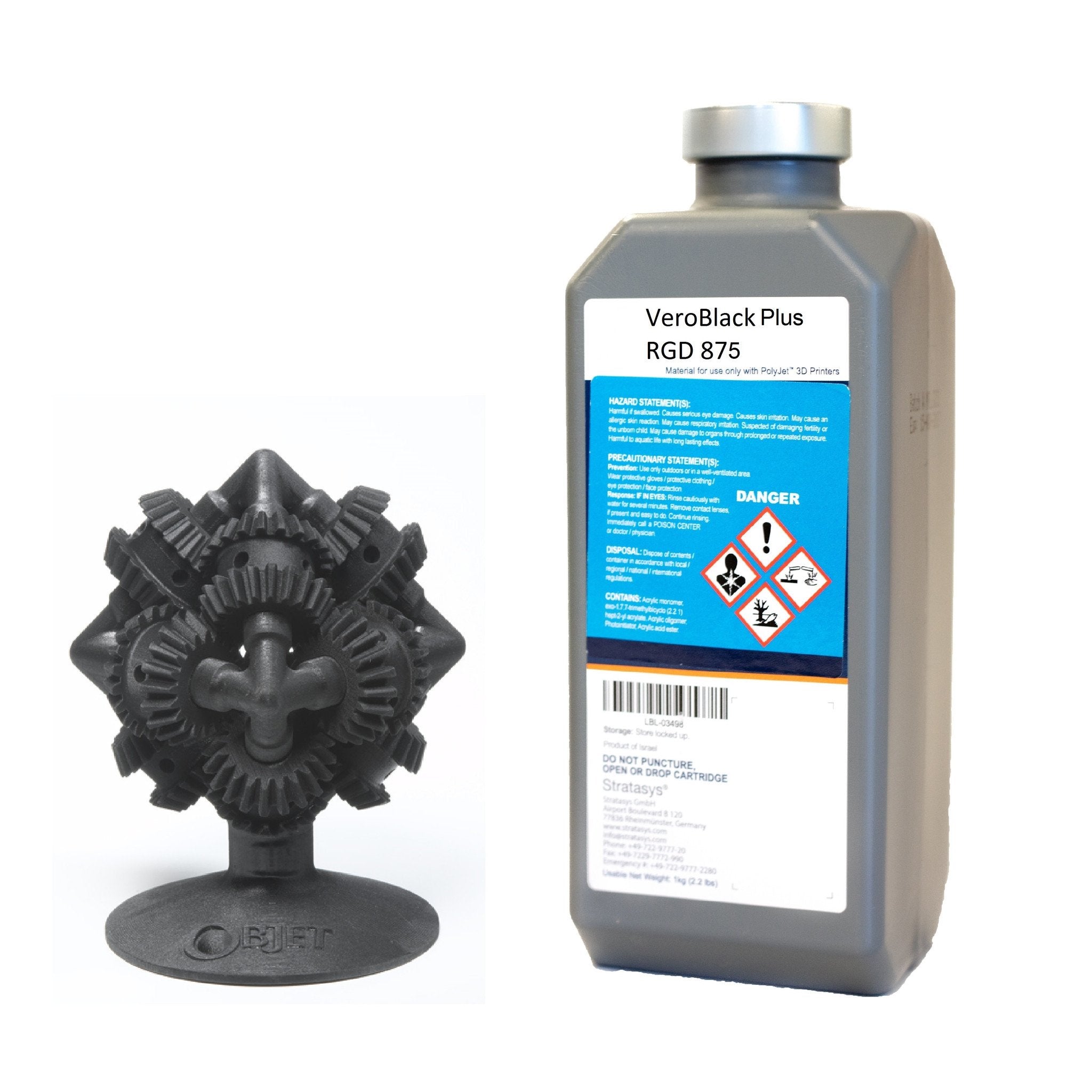 Stratasys® VeroBlackPlus™ Resin, RGD875 - 1kg, 2-Pack (Objet30)