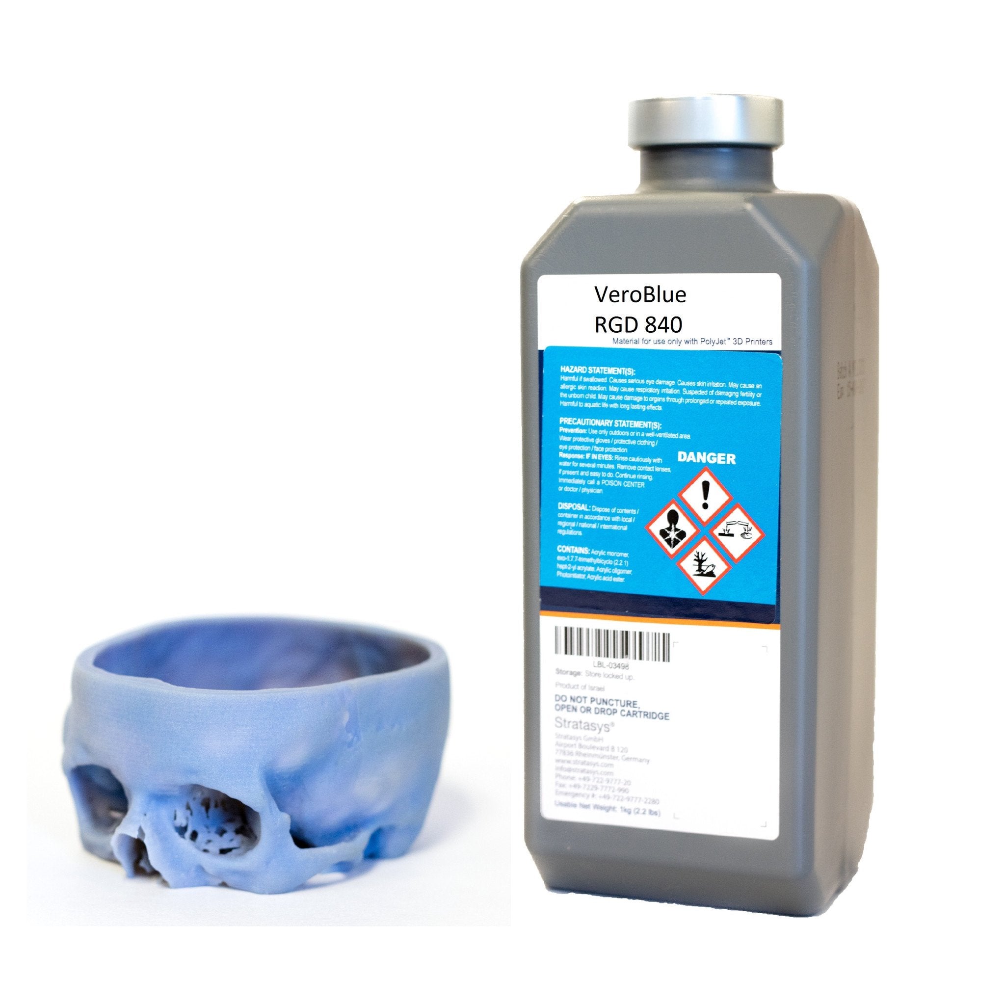 Stratasys® Vero™ Blue Resin, RGD840 - 1kg, 2-Pack (Objet24, Objet30)