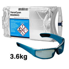 Stratasys® Vero Cyan Resin, RGD843 - 3.6kg (Connex3, J735, J750)