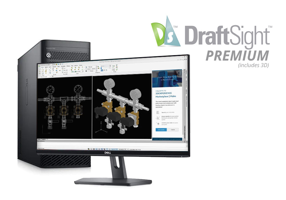DraftSight Premium : logiciel de dessin 2D (abonnement 1 an) + formation autonome DraftSight Essentials GRATUITE