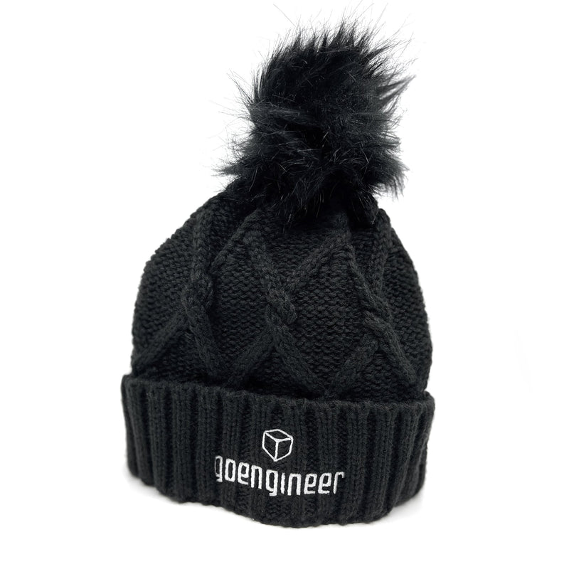 Bonnet à pompon en fausse fourrure