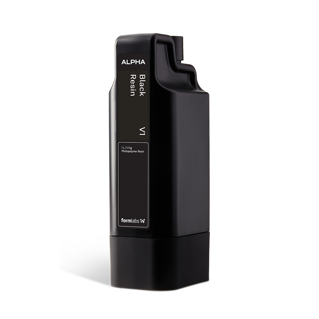 Formlabs Alpha Black Resin V1 - 1 L for Form Studio 1 SLA 3D Printers - Angled View