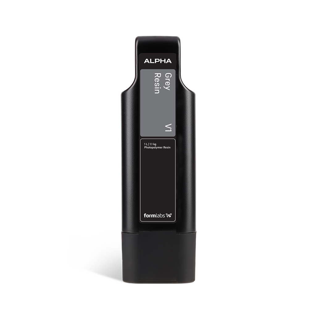 Formlabs Alpha Grey Resin V1 - 1 L for Form Studio 1 SLA 3D Printers - Front View