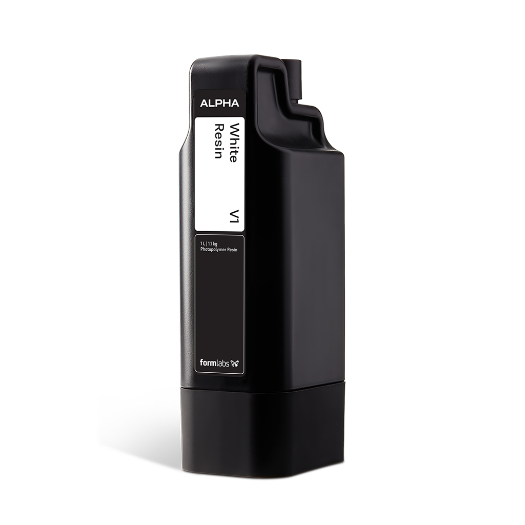Formlabs Alpha White Resin V1 - 1 L for Form Studio 1 SLA 3D Printers - Angled View