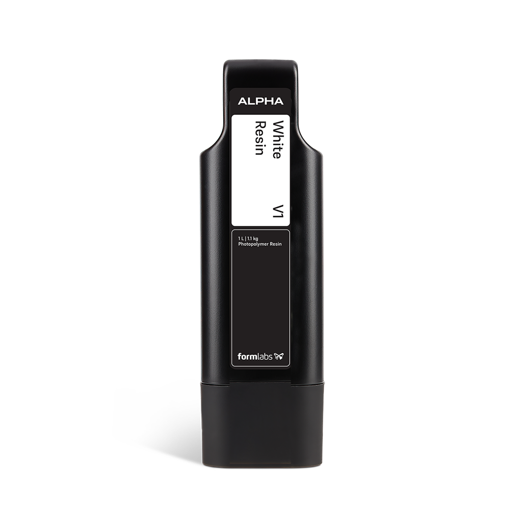 Formlabs Alpha White Resin V1 - 1 L for Form Studio 1 SLA 3D Printers - Front View