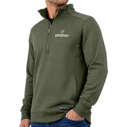 Men's Cutter & Buck Recycled Quarter-Zip Pullover - Green, Side View Thumbnail