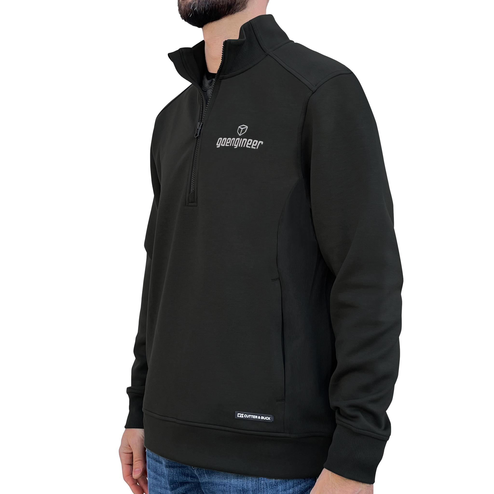Men's Cutter & Buck® Recycled Quarter-Zip Pullover - Standard Green, Tall Black