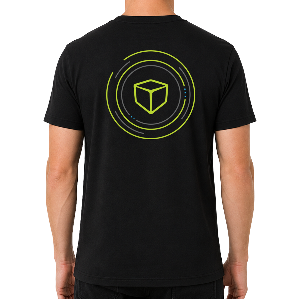 Unisex T-Shirt on Male Model - Nexus (Full-Color, Back)