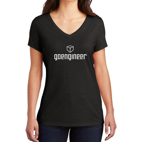 Women's V-Neck T-Shirt - Black, Flint Blue