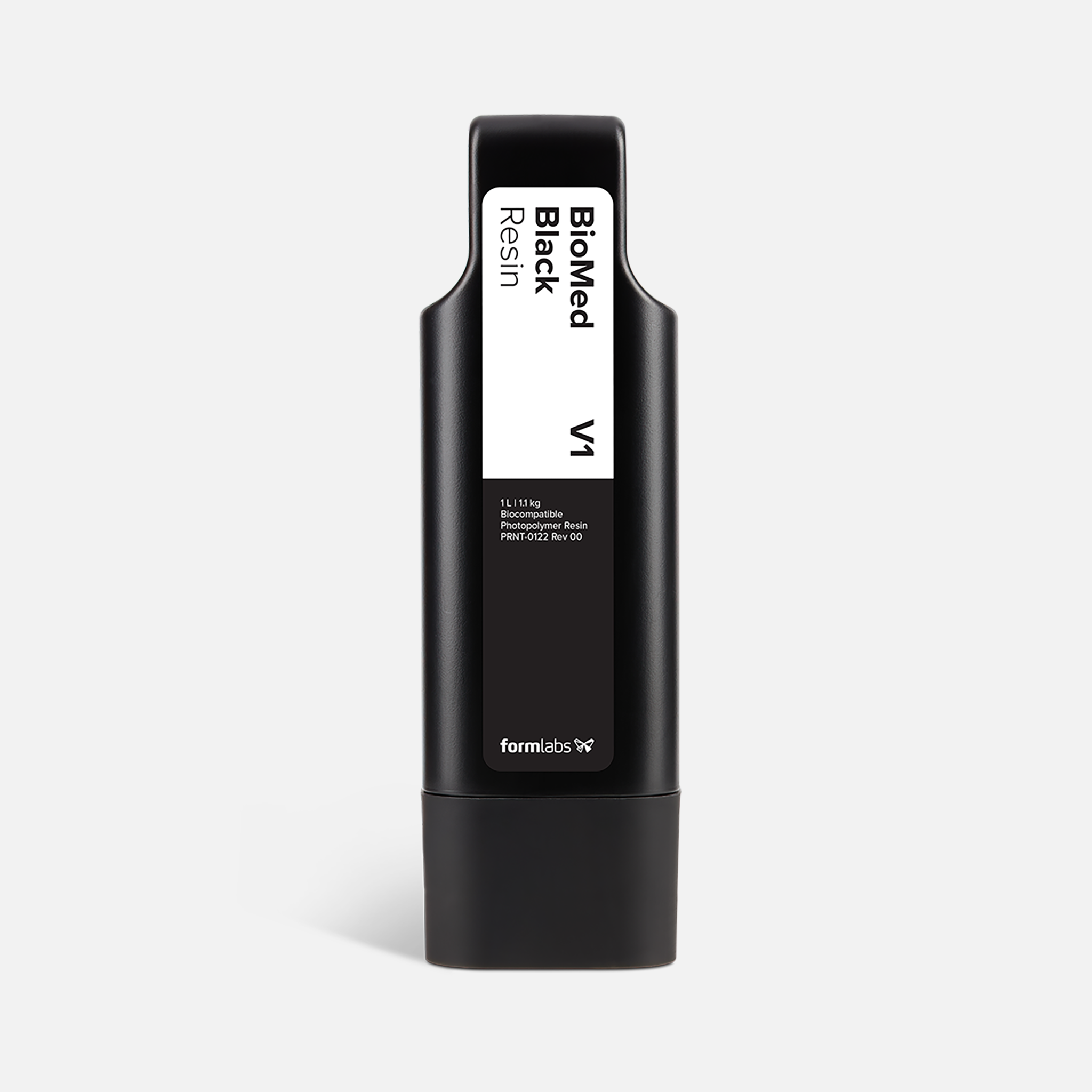 Formlabs BioMed Black Resin V1 - 1L for Form 4 SLA 3D Printers - Front View