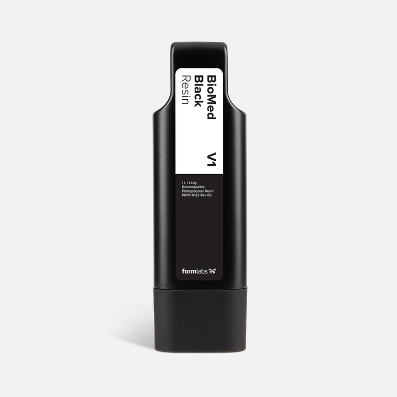 Formlabs BioMed Black Resin V1 - 1L for Form 4 SLA 3D Printers - Angled View