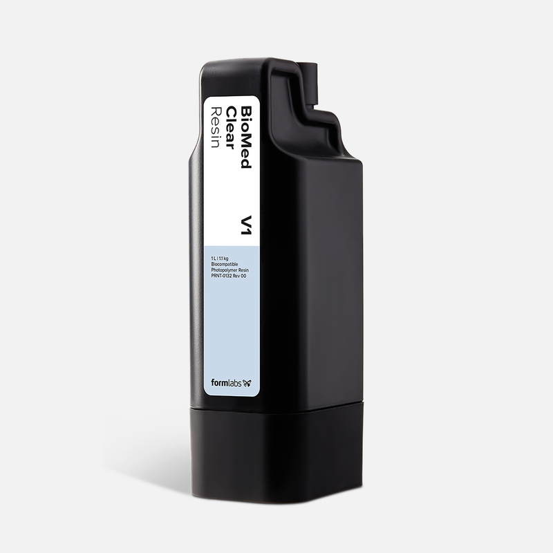 Formlabs BioMed Clear Resin V1 - 1L for Form 4 SLA 3D Printers - Angled View