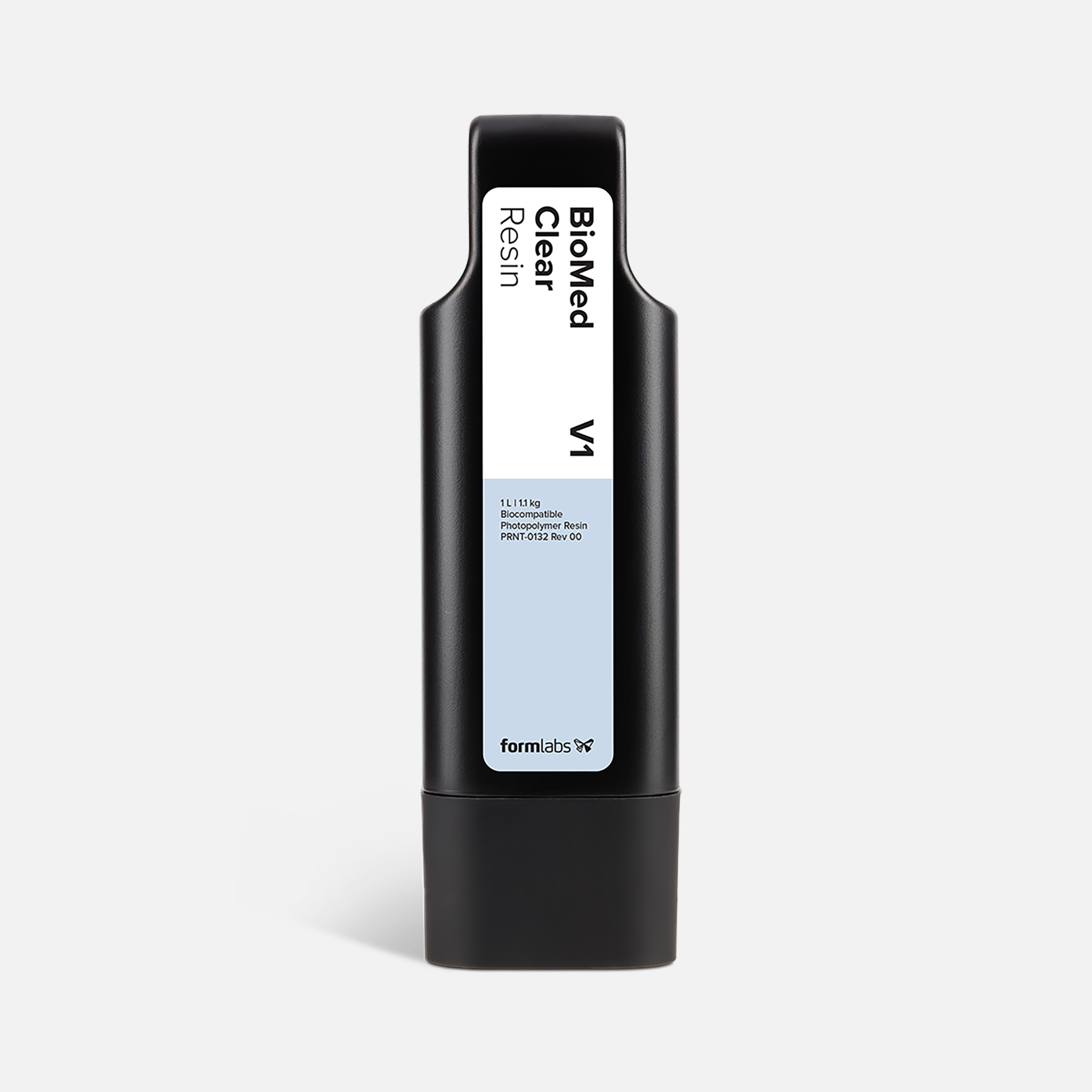 Formlabs BioMed Clear Resin V1 - 1L for Form 4 SLA 3D Printers - Front View